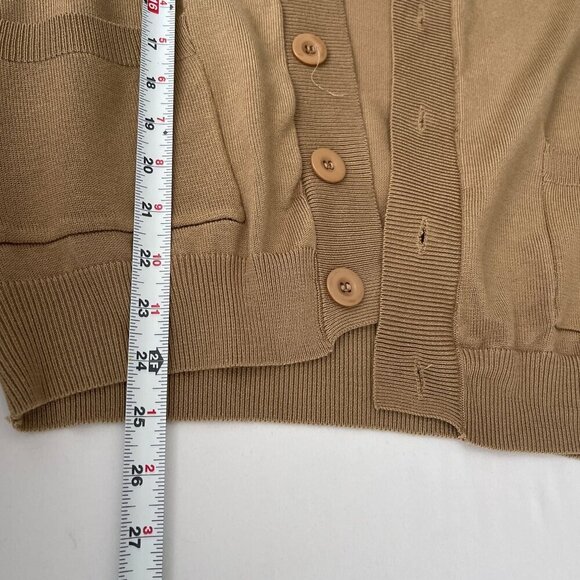 Paul Jones Open Front Cardigan Sweater Pockets Lightweight Knit Tan Womens M - Picture 10 of 10